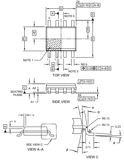 机械图纸 - Microchip Technology 4-Mb SST26VF040A NOR闪存